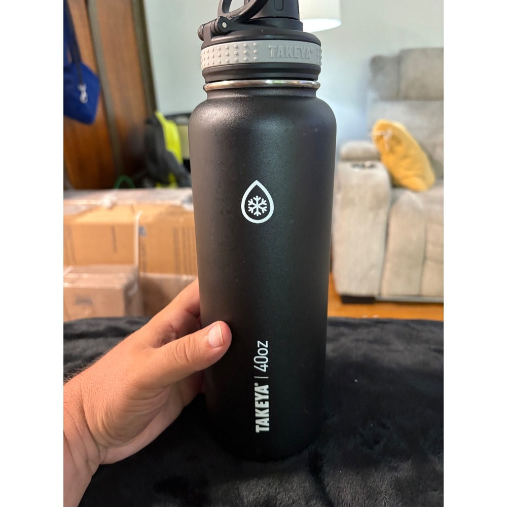 Takeya Actives 40oz Insulated Stainless Steel Water Bottle Black Spout Lid